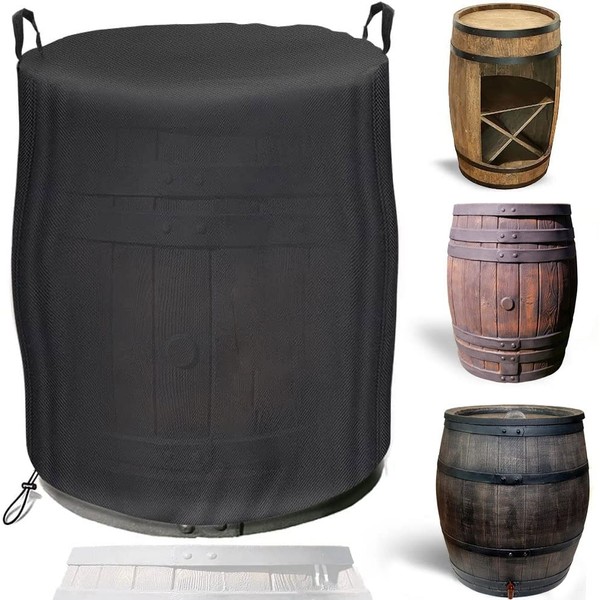 Rain barrel cover, waterproof, 420D Oxford full tarpaulin, suitable for narrow rain barrel, rain barrel, wine barrel, windproof, winterproof, weatherproof, UV-resistant (80 x 80 x 120 cm)