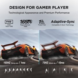 KOORUI 24 Inch Gaming Monitor -FHD 1080P Computer Monitor 165Hz 1ms, AdaptiveSync Technology Compatible, HDMI X2 /DP, VESA Compatible, Tilt Adjustable, Black 24E4