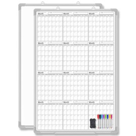 Lincia 36" x 24" Magnetic Vertical Yearly 12 Month Dry Erase Calendar for Wall 2025 Undated Dry Erase Wall Calendar Planner Aluminum Frame Whiteboard for Home Office Projects Fridge