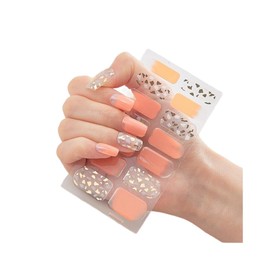 Generic 14Pcs Glitter Gold Spots Split Stripes Wave Nail Wrap Sticker Dq3 006 Nail Wraps Stickers Manicure Supplies for Women Nails Full Long Lasting Easy Apply and Remove