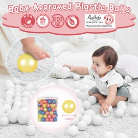 Pearl Plastic Balls Play Pit Balls for Ball Pits - Durable and Safe - Pack of 100 - Perfect for Toddlers, Pearl Yellow+Pearl Red+Pearl Blue