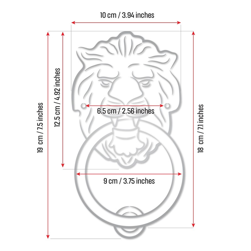 7 inch Large Regency Lions Head Door Knocker,Solid Brass,Antique Bronze