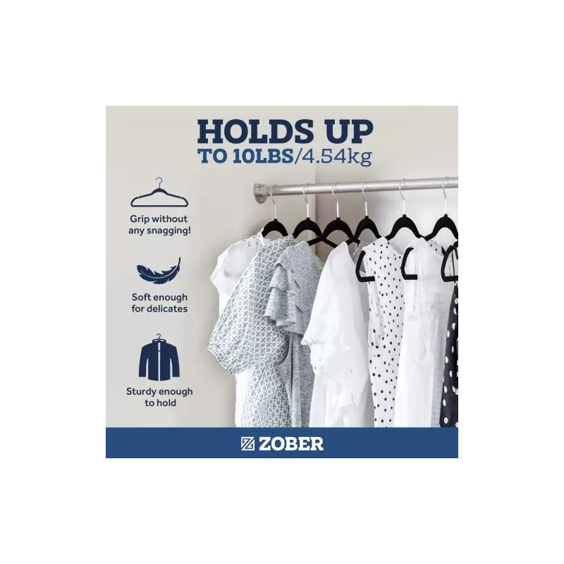 Zober Non-Slip Velvet Hangers - Suit Hangers (50-pack) Ultra Thin