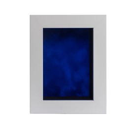 8x12 Shadow Box Frame White Wood with a 1 3/4" Usable Display Depth Includes a Royal Blue Suede Acid-Free Backing Board, UV Resistant Acrylic, and Hanging Hardware