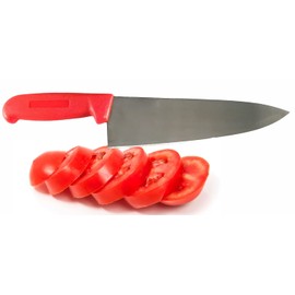 Cozzini Cutlery Imports 8" Chef Knife Assorted Colors and Packs - Razor Sharp Commercial Kitchen Cutlery - Cook's Knives (6 Pack - Red)