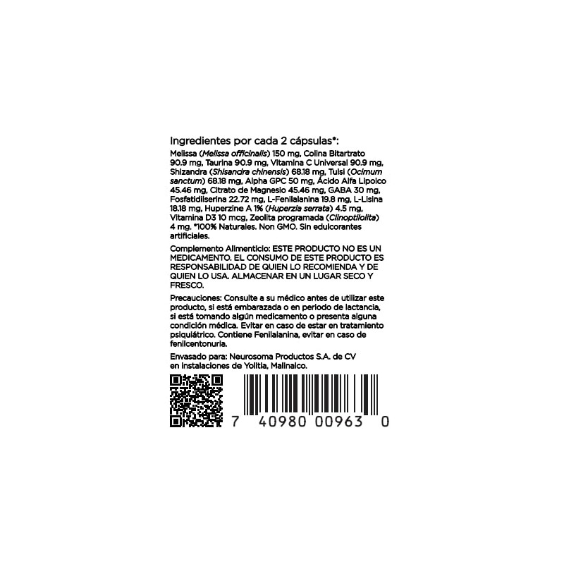 Sapientia Noova - Suplemento alimenticio 100% natural - Melisa, Colina