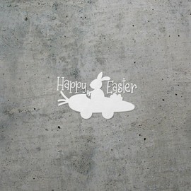 Decal Stickers of Happy Easter Bunny Rabbit Carrot Car (White) (Set of 2) Luxury Weatherproof Vinyl Decal Stickers for Laptop Desktop Smartphone Car Dirt Bike Wall Room - BICVER1d42111WHW19Y24