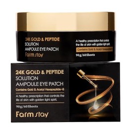 24K Parche Ocular en Ampolla con Solución de Oro y Péptidos - Parches Bajo Los Ojos para Las Arrugas - Mejora la Elasticidad de Piel - 60 pz