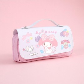 My Melody Cinnamoroll, Chromi, Pencil Case, Large Capacity, PU Leather, Cute, Leather, Anime, Makeup Pouch, Multifunctional, Stylish, Boys, Girls, Children, Elementary School, Middle School, High