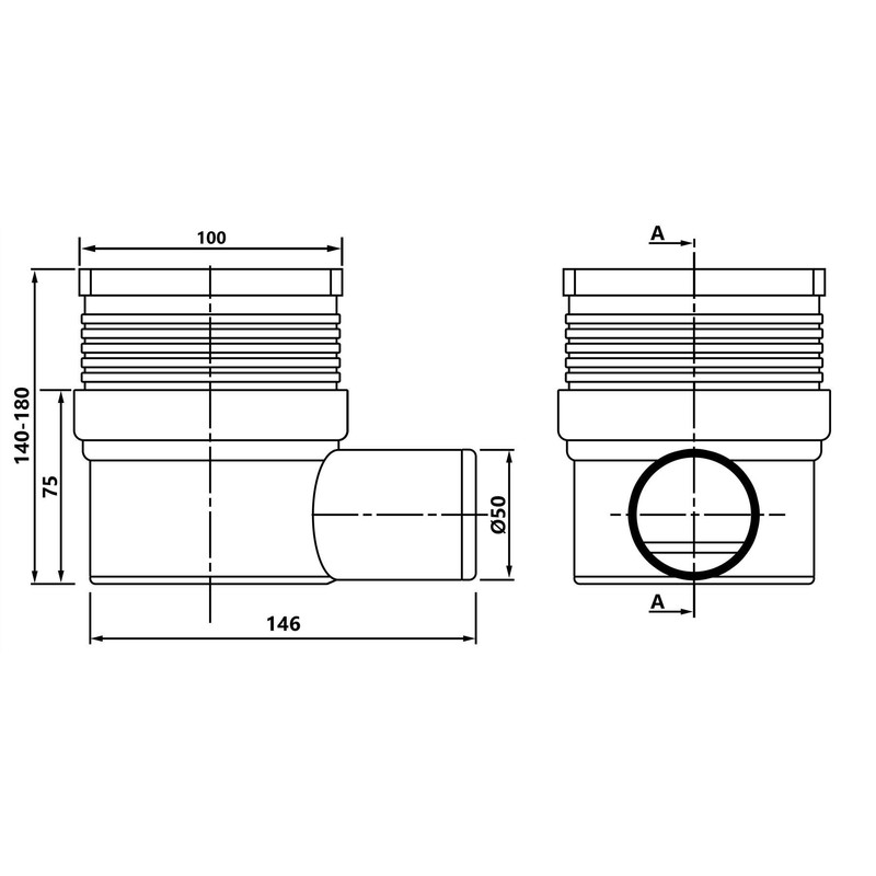 Regulated Height Side Outlet 100x100mm Floor Ground Waste Drain Gully