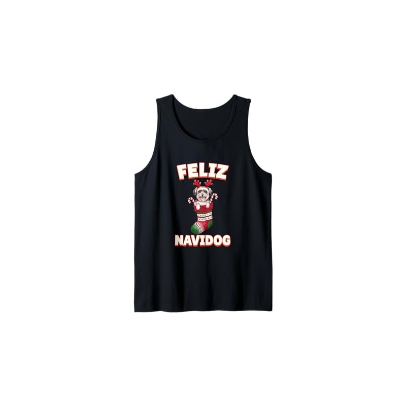 Feliz Navidog Christmas Dog Sock Havanese Tank Top