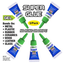 BAZIC Super Glue Gel 0.5g, Clear No Run Gel, Fast Dry Mini Small Tube Adhesive Bonding for Office & Home Improvement (5/Pack), 24-Packs
