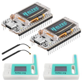 MakerFocus 2 Set ESP32 LoRa V3 Development Board with 915 MHz Antenna and Case Integrated WiFi Bluetooth SX1262 CP2102 0.96-inch OLED Display Type C for Meshtastic IoT Arduino Intelligent Scenes