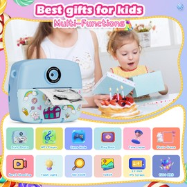 ASTGMI Kids Camera Instant Print Camera for Boys,1080P HD Kids Digital Camera with Color Pens, 3 Rolls Print Paper,Kids Birthday Gifts Toys for 3 4 5 6 7 8 9+ Year Old(Blue)