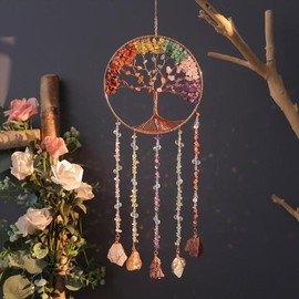 Colorful Tree Of Life Design Dream Catcher, 1 Count Hanging Decoration, Sun Catcher, Home Garden Window Decoration Dream Catcher, Holiday Gift, Room Decor, Home Decor - Color: A-The tree of summer, Size: one-size