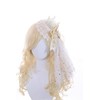C-105-3 White Veil Gold Crown Red Rose Bow Lace Ruffle