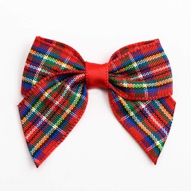 Italian Options Tartan Ribbon Bows 12-Piece Pack, 4 cm Bow Width, Highland