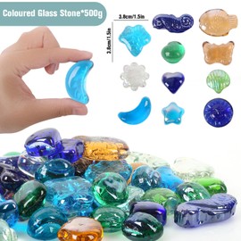 Ezydka 500 g Gemstones for Children, 25-40 mm, Large Glass Stones, Colourful Muggle Stones for Children's Birthday, Digging Gemstones, Gemstone Game for Treasure Hunting, Vases, Home Decoration