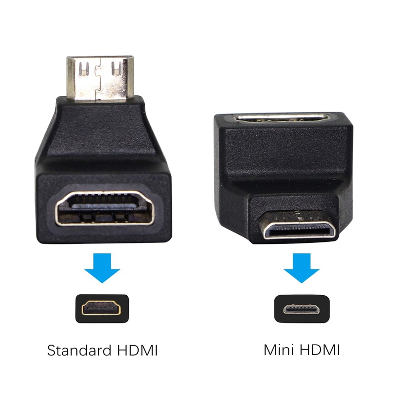 Mini HDMI Adapter,Right Angle 90 Degree Mini HDMI to Standard