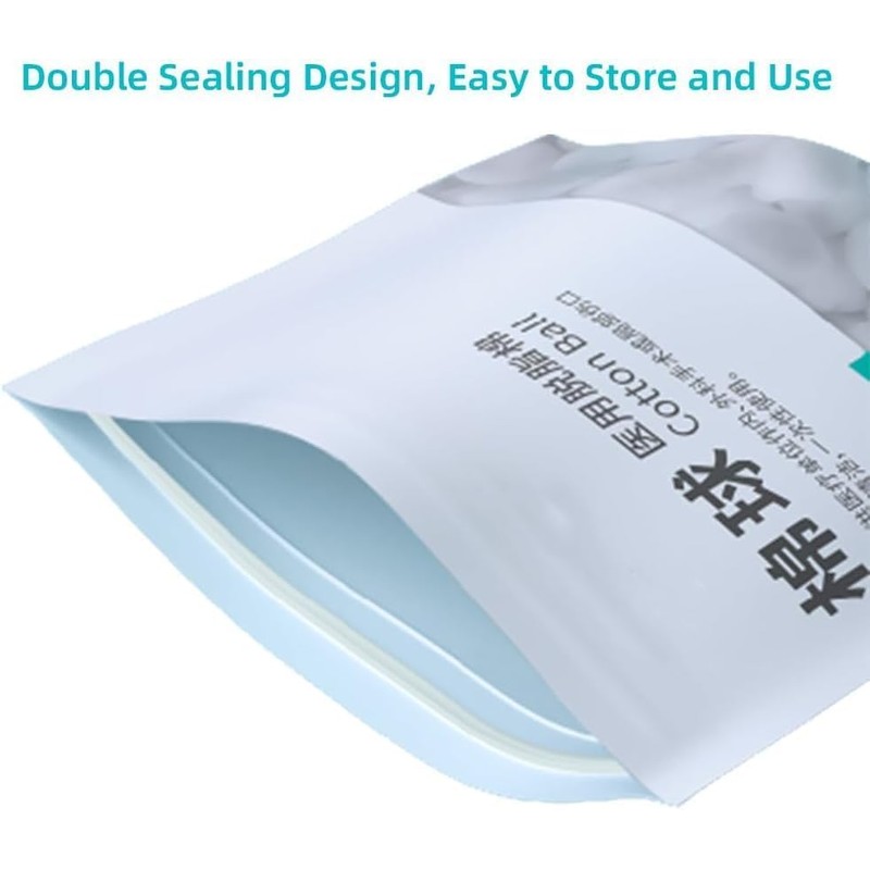 Pack of 100 White 0.8g Cotton Balls with Self Sealing