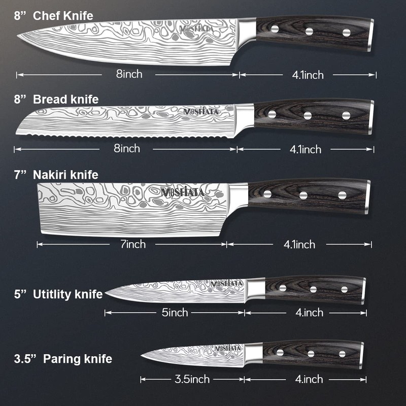 MOSFiATA 5 PCS Chef Knife Set, German High Carbon Stainless