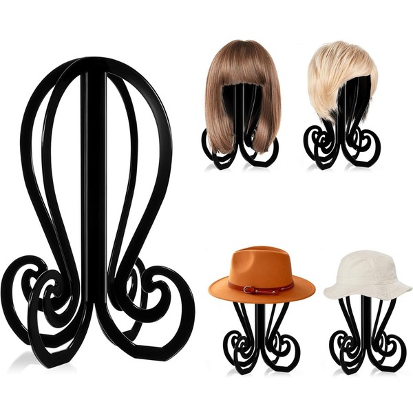 XcnPer Wig Stand 2-Pack Black Sturdy Wig Holders for Displaying