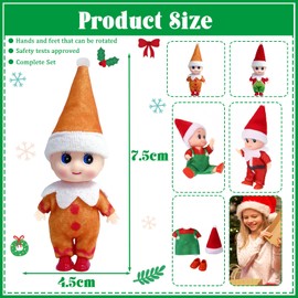 Christmas Baby Elf Dolls for Girls Boys,2pcs Cute Little Elfs Twins Tiny Christmas Dolls Elf Accessories,Small Elf Baby Doll Novelty Toys,Mini Christmas Baby Elves for Kids Gift Xmas Stocking Stuffers