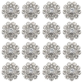 GORGECRAFT 16pcs Shiny Rhinestone Embellishments Metal Flower Crystal Button Flower Decoration Buttons for Crafts Wedding Party Bouquet Sewing on Clothes Bridal Wedding Bouquet Kit Bride