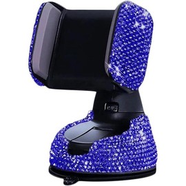 Glitter Rhinestone Decorative Car Phone Holder, 360 Degree Free Rotatable Car Phone Rack, Car Air Outlet Phone Stand - Color: Royal Blue, Specification: one-size