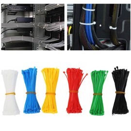 900Pcs SelfLocking Nylon Zip Ties, 6 Color Multipurpose Cable Wire Wraps Assorted Color Black Blue Green Red White Yellow, for Indoor and Outdoor