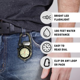 Dakota Mini Clip Microlight, Clip Watch, Flashlight and Watch, Outdoor Gifts for Men and Women, Use for Fishing Hunting, and More, Tactical Watch with LED Flashlight