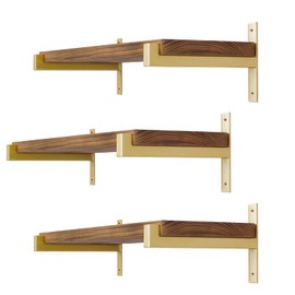 6 Pcs Heavy Duty Shelf Brackets 10 Inch Wall Mounted Industrial Metal Shelving Supports with Lip Gold