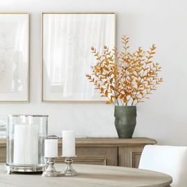 Briful 3PCS Artificial Fall Stems – 36.2" Long Stem Golden Leaf Branches, Autumn Foliage Branch for Fall Vase Filler, Thanksgiving Centerpiece, Harvest & Farmhouse Decoration