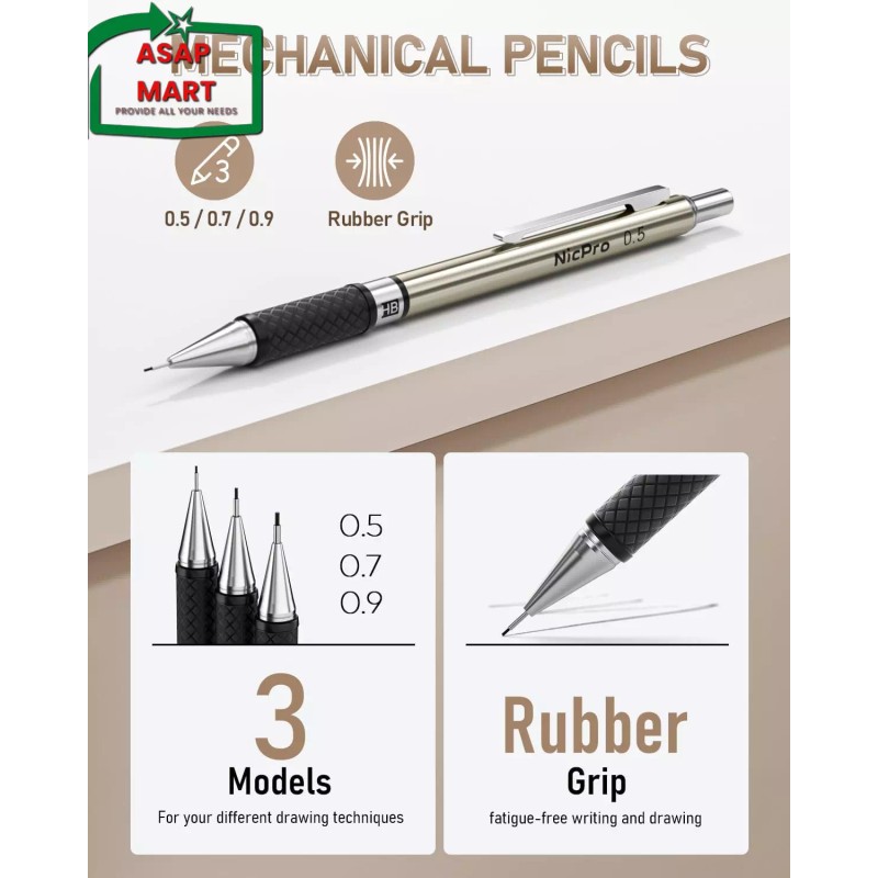 Nicpro 30PCS Art Mechanical Pencil Set in Leather Case, Metal