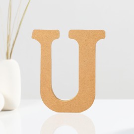 AOCEAN 4 Inch Designable Wood Letters Unfinished Wood Letters for Wall Decor Decorative Standing Letters Slices Sign Board Decoration for Craft Home Party Projects (U)