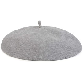 styleBREAKER Women fine Knit Beret in Soft Cord Look, French hat 04024152, Color:Light Grey
