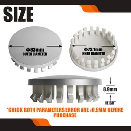 TMS 3.25Inch 83MM Wheel Center Caps for GMC Colorado Tahoe Suburban Sierra 1500 Rim Hub Caps, Pack of 4 (Silver, Outer 83MM, Inner 73MM)