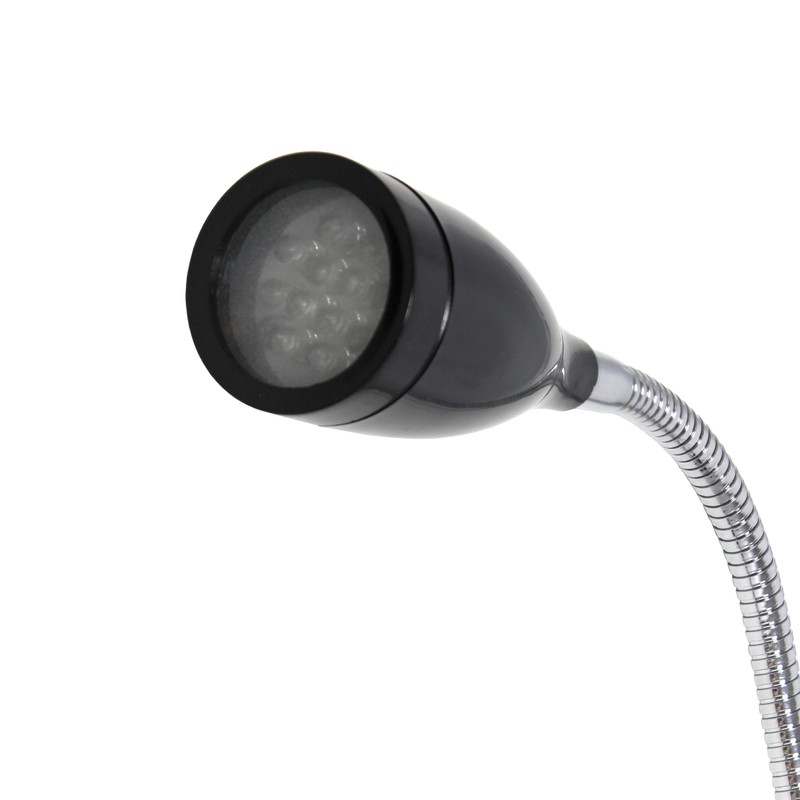 Simple Designs LD2005-BLK Flexible Gooseneck LED Clip Light Desk Lamp,