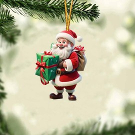 Christmas 2024 Decoration Hanging Ornament, Santa Claus Acrylic Hanging Holiday Ornament Christmas Tree, Hanging Ornaments Christmas Decor Holiday Party Gifts (Santa Claus C)