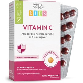 Vitamin C Children - Made from Organic Acerola & Organic Ginger - 90 Mini Capsules - 100% Natural & Vegan - Supports the Immune System - Sugar-Free & No Additives - 1 Month Supply