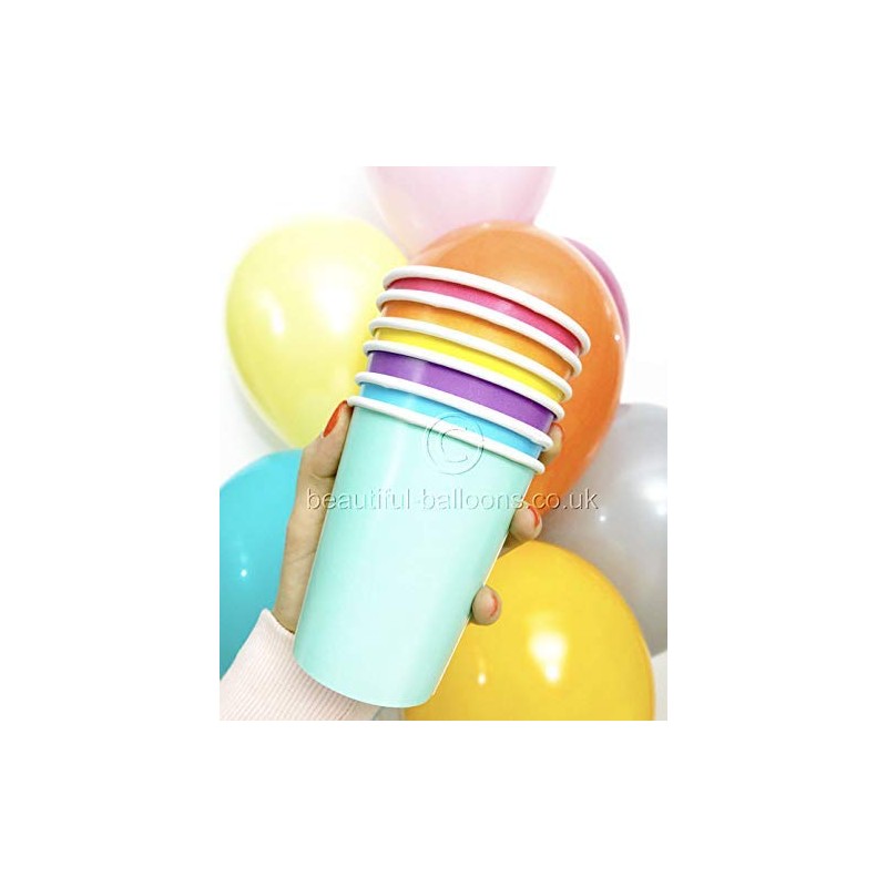 Beautiful Balloons Pastel Rainbow Paper Party Cups x 35 cups