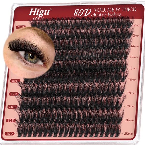 Fluffy-Lashes-Cluster 80D Eyelash Clusters 12-20mm, Volume Clusters Lash D Curl