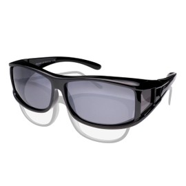 Active Sol Pop-Over Sun Glasses for Men, UV400 Polarised, Fit-Over Sunglasses For People Who Wear Glasses - glossy black