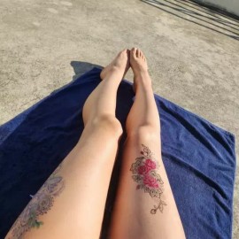 2컬러 장미 대형 타투스티커 할로윈 축제 파티 여행 2 Color Rose Large Tattoo Sticker Halloween Festival Party Travel [Pink rose]