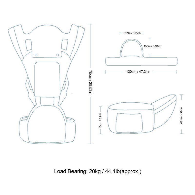 Adjustable Baby Carrier Breathable Newborns Toddlers Ergonomic Thickening HipseatCyan