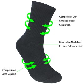 Womens 2-Pack Black Anti Stink Odor Resistant Seamless Cotton Moisture Wicking Crew Dress Socks, Size 6-10