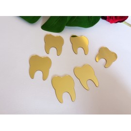 50pcs of DIY Teeth Shape Wall Mirror Sticker, Dental Care Mirrored Teeth Decals for Dentist Clinic Party Decoration (2'', Gold Mirror)