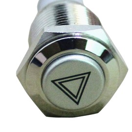 E Support 12V Car Red LED Emergency Hazard Warning Symbol Push Button Metal Switch