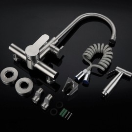 GDRASUYA10 Wall Mount Kitchen Faucet Stainless 360?? Rotation Commercial Sink Faucet US