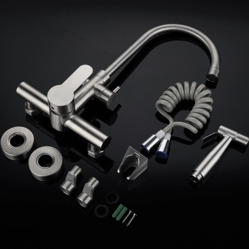 GDRASUYA10 Wall Mount Kitchen Faucet Stainless 360?? Rotation Commercial Sink